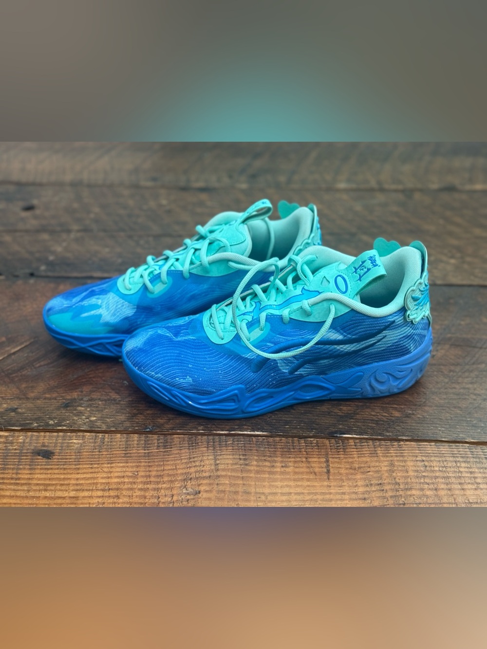 Puma Teal and Blue Low-Top Sneakers